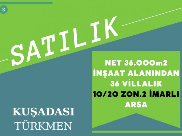 Kuşadası Türkmen Mah Satılık 51.800m2 Konut İmarlı Arsa