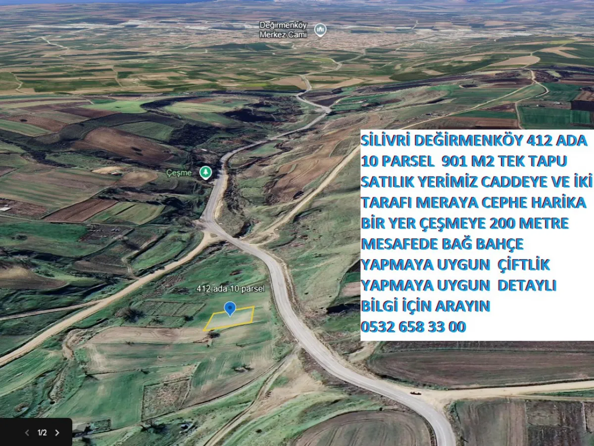 SİLİVRİ DEĞİRMENKÖYDE ASFALT VE MERAYA CEPHE SATILIK TARLA - Büyük 1