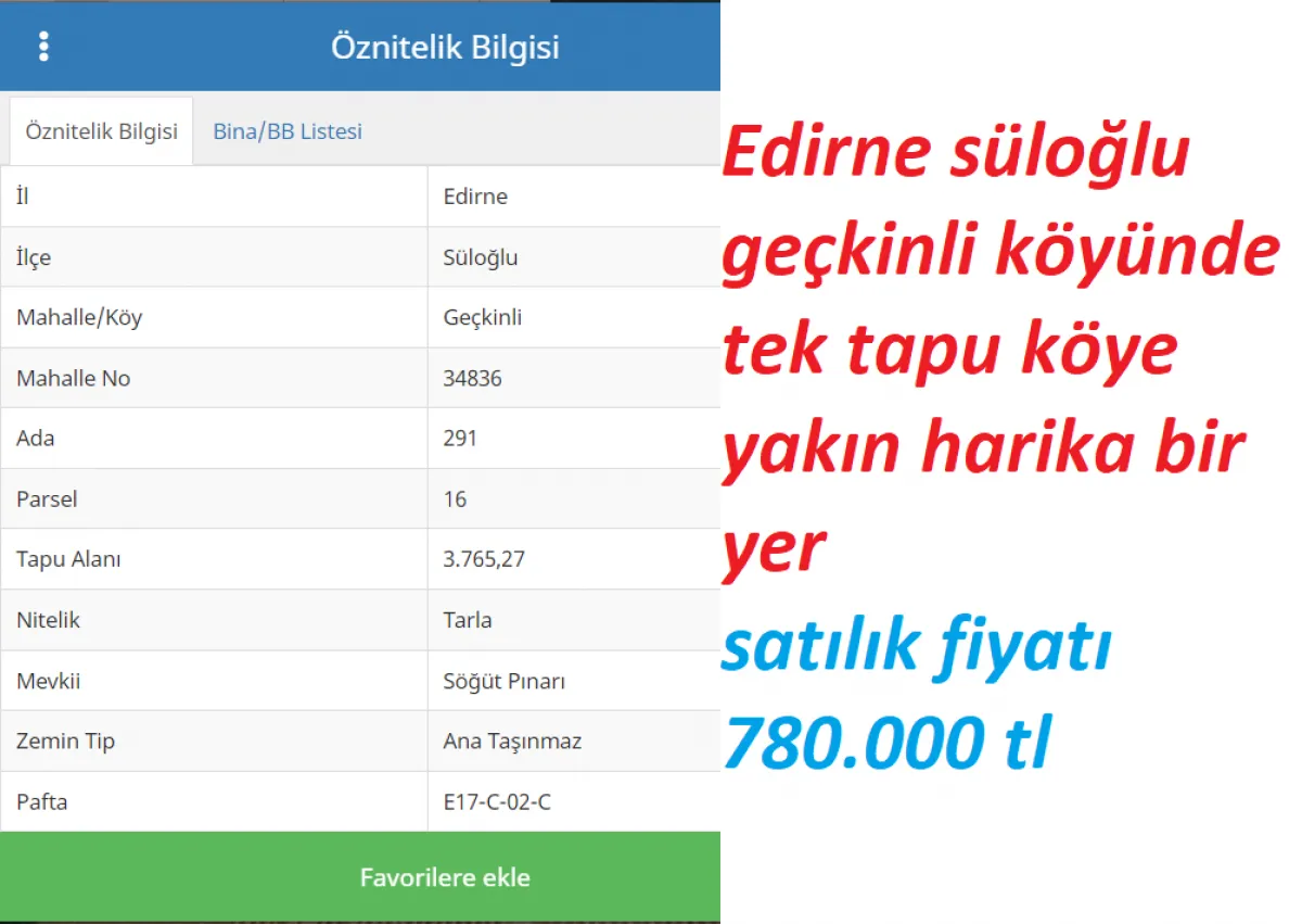 Edirne Süloğlu Geçkinli'de 3.765 M² Tarla - Büyük 0