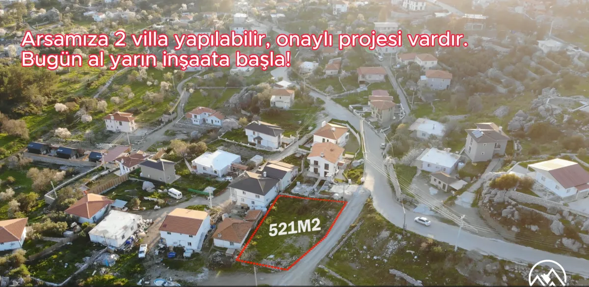 Muğla Marmaris Söğüt Köyünde 521 m2 Satılık Villa Ruhsatlı Arsa - Büyük 1