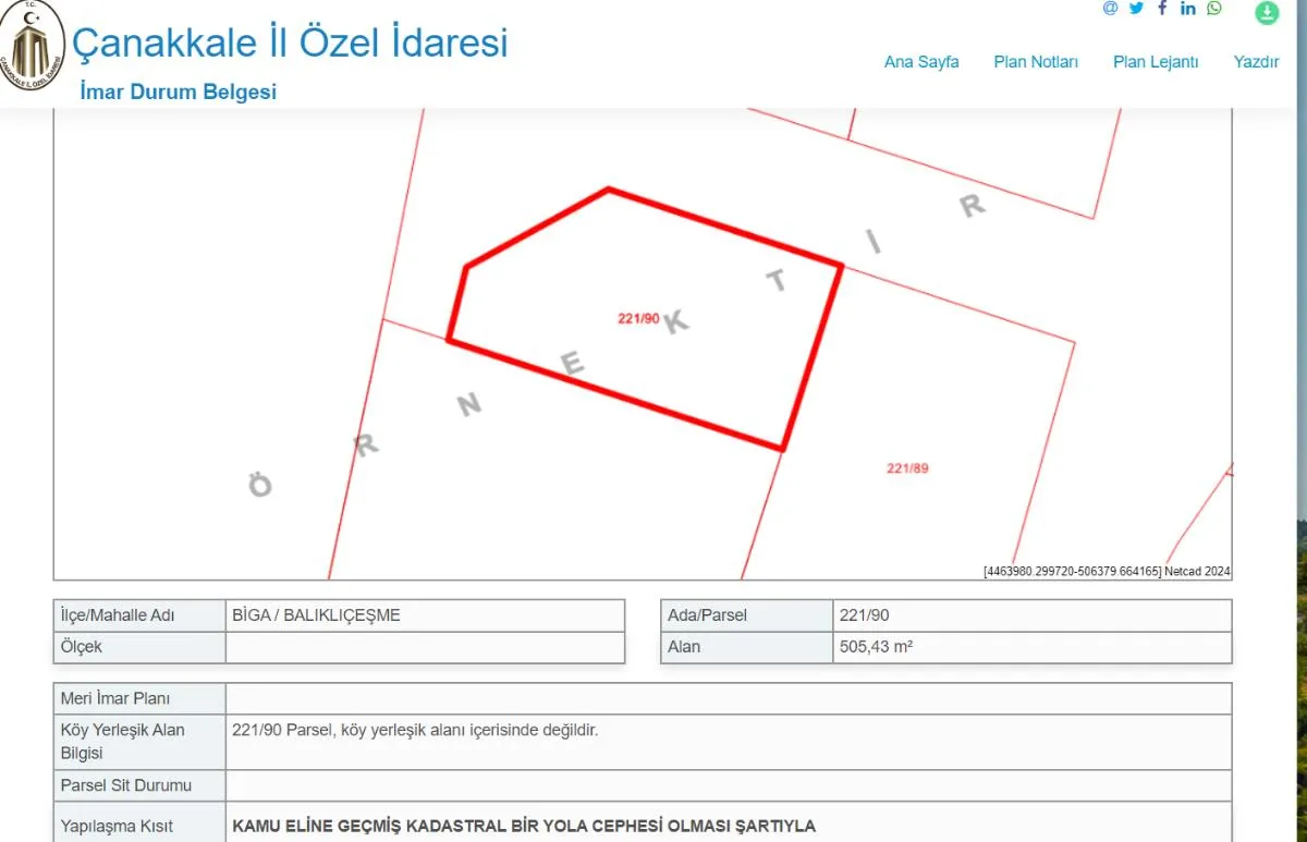 ÇANAKKALE BİGA BALIKLIÇEŞME 505M2 İMARLI FIRSAT ARSA - Büyük 2