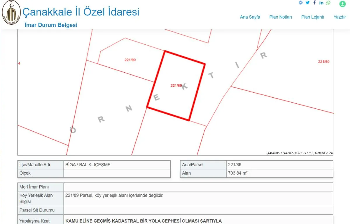 ÇANAKKALE BİGA BALIKLIÇEŞME 703M2 İMARLI ARSA - Büyük 4