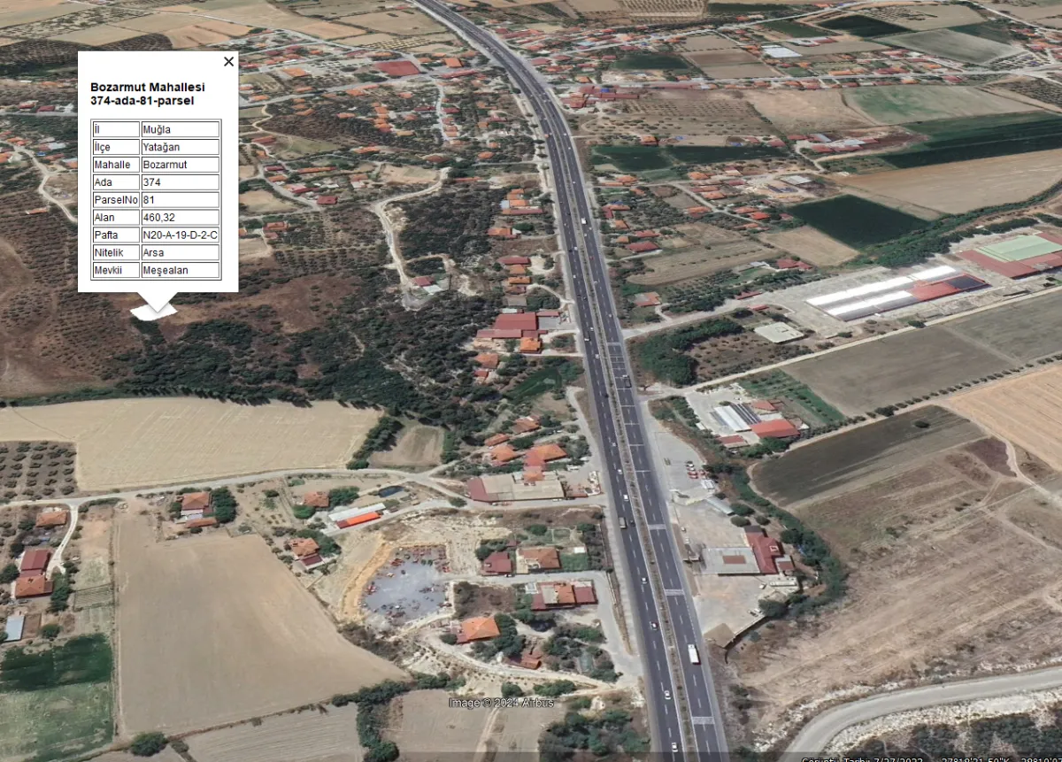 MUĞLA YATAĞAN BOZARMUT'TA 460 m2 KÖŞE BAŞI SATILIK ARSA